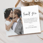 Budget Modern Minimalist Thank You Cards<br><div class="desc">Budget Wedding Thank You Cards that have a photo on the front and back. The Thank you cards contain a modern hand lettered cursive script typography that are elegant,  simple and modern to use after you wedding day celebration.</div>
