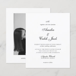BUDGET Modern Monogrammed Photo Wedding Invitation