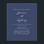 Budget Modern Navy Blue Script Wedding Invitation<br><div class="desc">Budget Minimalist Modern Navy Blue Script Wedding Invitation</div>