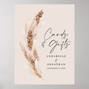Budget modern pampas grass wedding cards and gifts poster