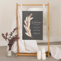 Budget modern pampas grass wedding welcome poster