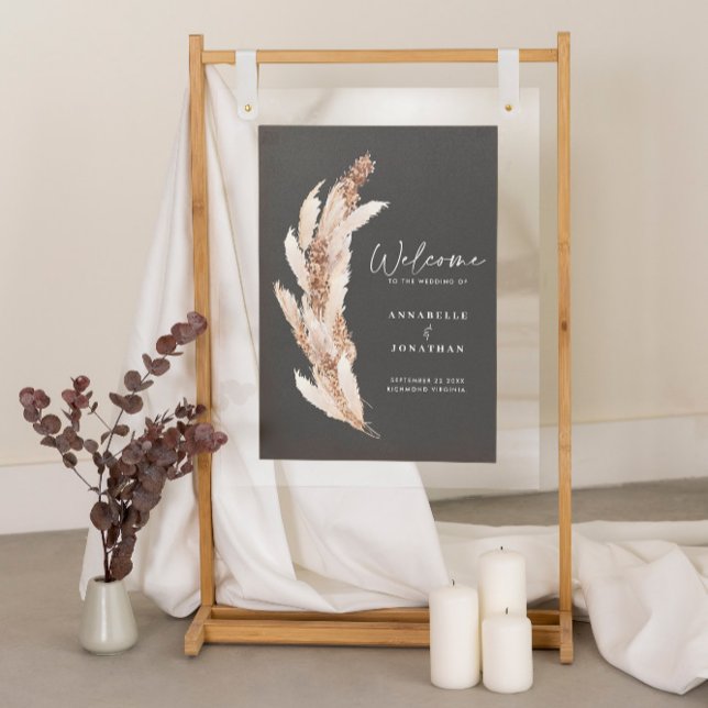 Budget modern pampas grass wedding welcome poster (Creator Uploaded)