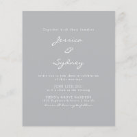 Budget Modern Pewter Script Wedding Invitation