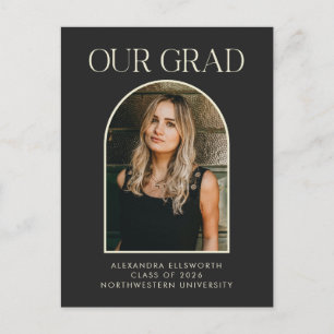 Budget Modern Photo Black Arch Graduation Postcard