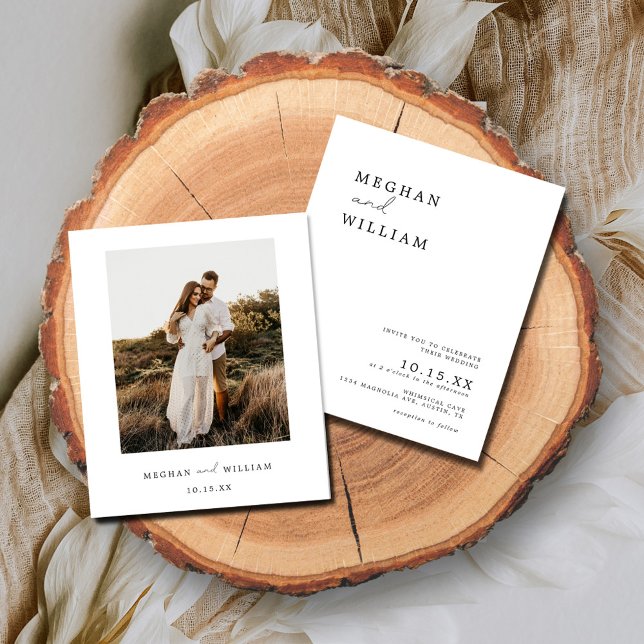 Budget Modern Photo Boho Wedding Invitation (Creator Uploaded)