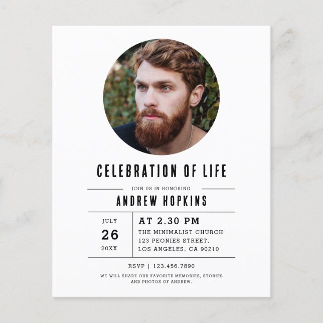 Budget Modern Photo Celebration Of Life (Front)