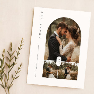 Budget Modern Photo Collage Wedding Thank You Card