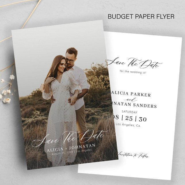 Budget modern photo elegant wedding save the date flyer (Creator Uploaded)