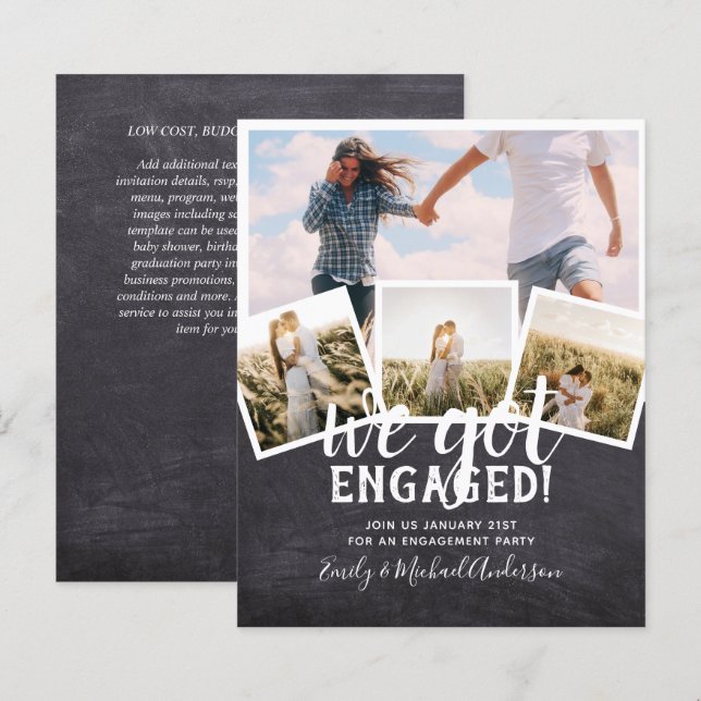 BUDGET Modern PHOTO ENGAGEMENT Announcement (Front/Back)
