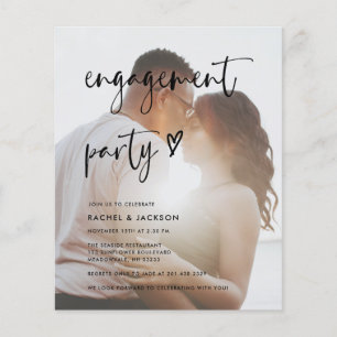 Budget Modern Photo Engagement Party Invitation