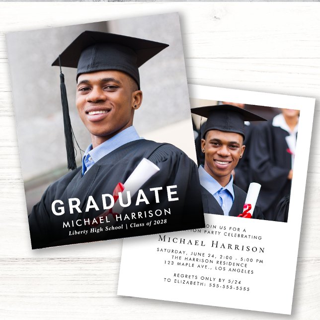 Budget Modern Photo Graduation Party Invitation (Creator Uploaded)