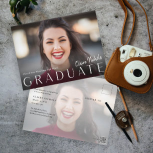 Budget Modern Photo Graduation Party Invitation Postcard