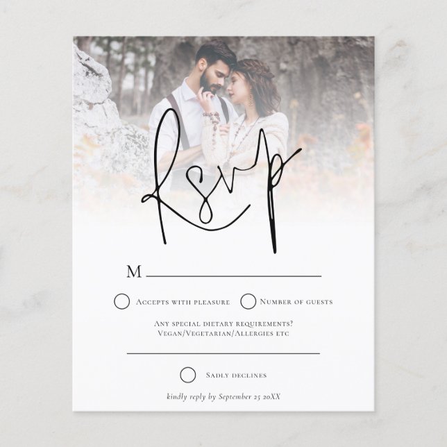Budget Modern Photo Overlay Wedding RSVP (Front)