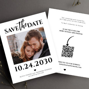 Budget modern photo QR code wedding save the date