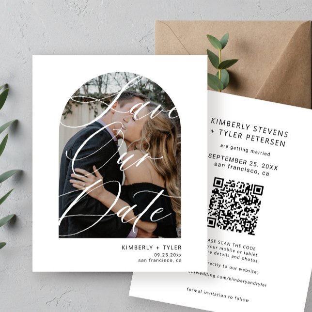 Budget modern photo QR CODE wedding save the date (Creator Uploaded)