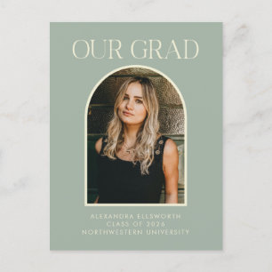 Budget Modern Photo Sage Green Arch Graduation Postcard
