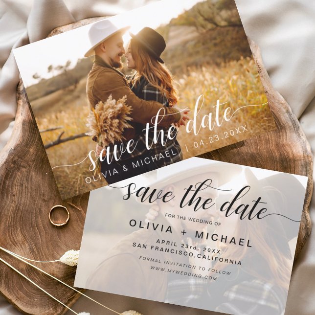 Budget Modern Photo Save the Date Handwritten (Creator Uploaded)