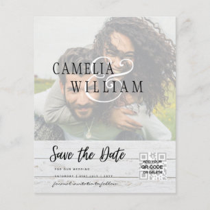 BUDGET Modern PHOTO Save The Date QR CODE RSVP Flyer