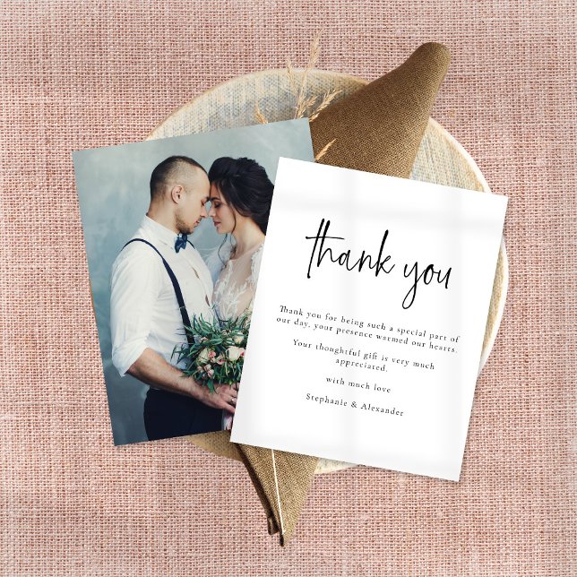 Budget Modern Photo Script Wedding Thank You (Creator Uploaded)