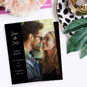 Budget Modern Photo & Side Save the Date - Black
