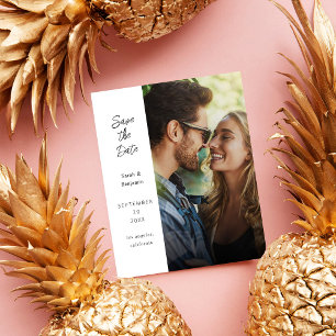 Budget Modern Photo & Side Save the Date - White Flyer
