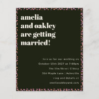 Budget Modern Pink Black Dot Wedding Invitation