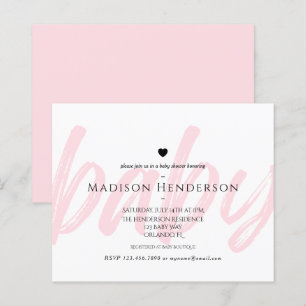Budget Modern Pink Minimal Typography Baby Shower