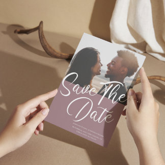 Budget Modern Plaid Save the Date Wedding