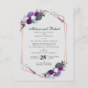 Budget Modern Purple Floral Geometric Wedding
