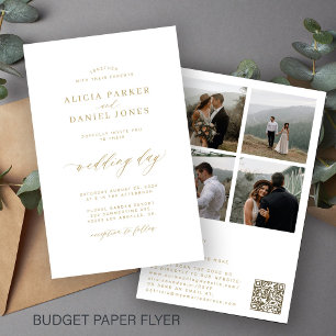 Budget modern QR code 4 photo all in one wedding Flyer