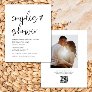 Budget Modern QR Code Couples Shower Flyer