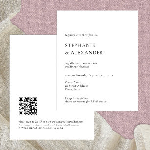 Budget Modern QR Code Text Wedding Invitation