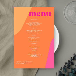 Budget modern retro abstract wedding menu template