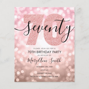 Budget Modern Rose Gold 70 Birthday Party Invite  Flyer