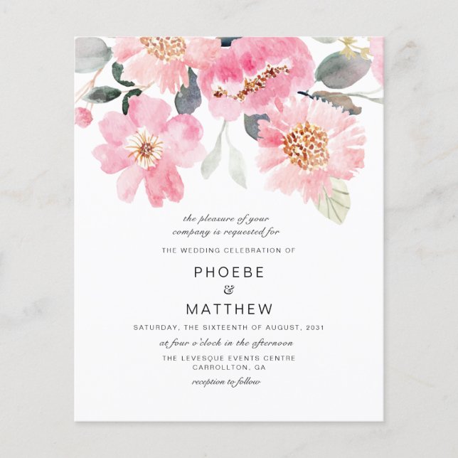 Budget Modern Rustic Pink Floral Wedding (Front)