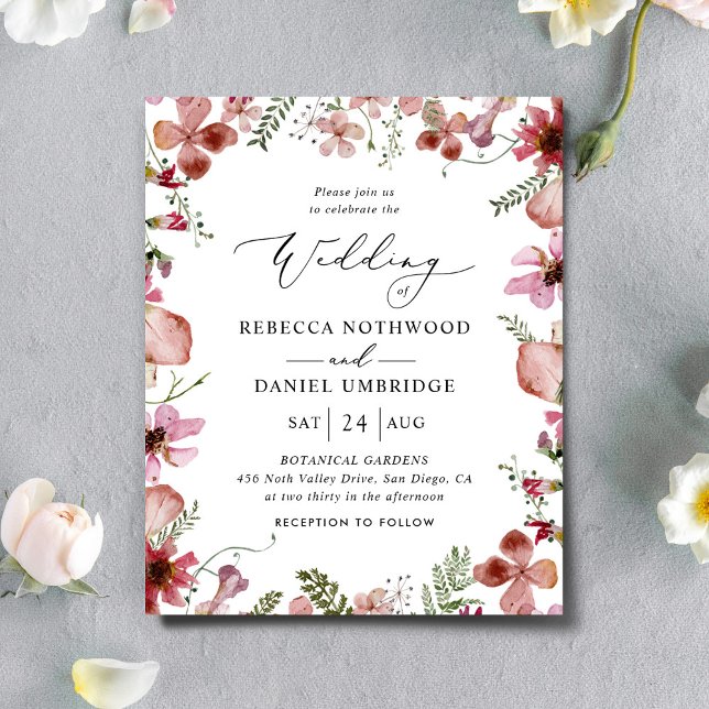Budget Modern Rustic Pink Wedding Invitation (Creator Uploaded)
