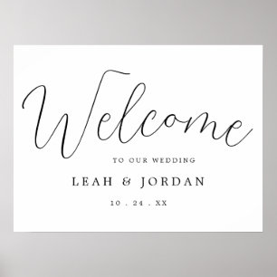 Budget Modern Rustic Script Wedding Welcome Sign