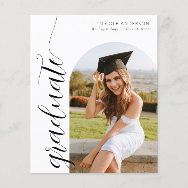 Budget Modern Script Graduate Photo Announcement (Front)