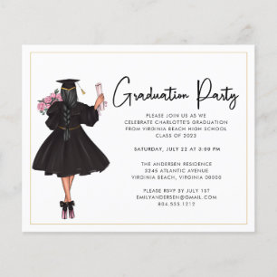 Budget Modern Script Graduation Party Invitation F Flyer