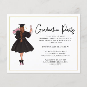 Budget Modern Script Graduation Party Invitation  Flyer