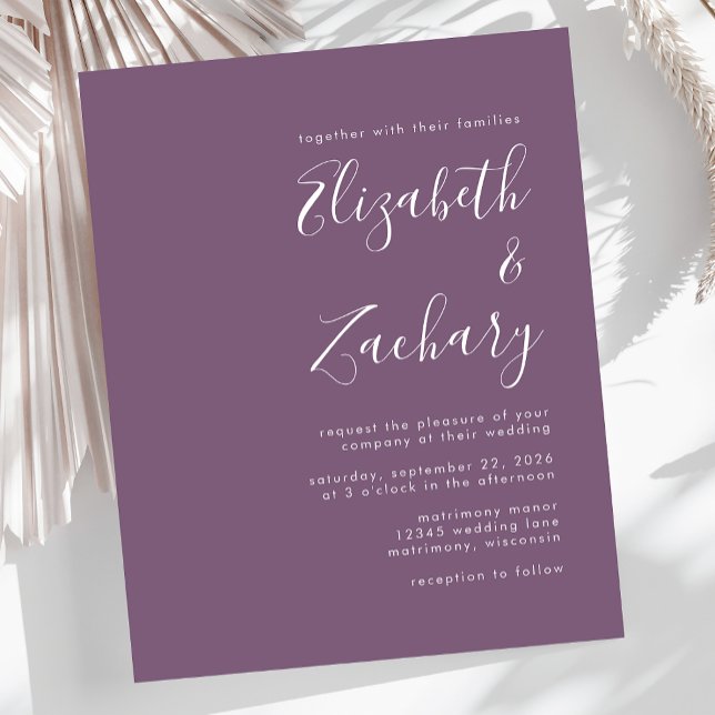 Budget Modern Script Mauve Wedding Invitation (Creator Uploaded)