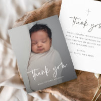 Budget Modern Script Photo Baptism Thank You 