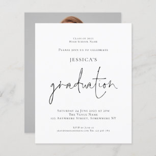 Budget Modern Script Photo Grad 2024 Party Invite