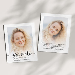 Budget Modern Script Photo Graduation Announcement