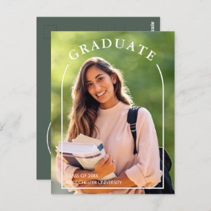 Budget Modern Script Photo Graduation Invitation Postcard