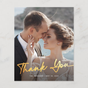 Budget Modern Script Photo Wedding Thank You Flyer