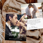 Budget Modern Script Photo Wedding Thank You Flyer<br><div class="desc">Budget Modern Script Wedding one Photo Thank You personalised affordable low budget flyer. Modern Stylish wedding thank you paper template featuring a full vertical photo on the front with text overlay "Thank You" script in a hand lettered typography font in white colour on the picture. At the backing one horizontal...</div>