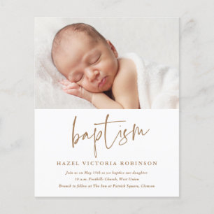 Budget Modern Script Simple Baptism Invitation