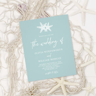 Budget Modern Sea Glass Starfish Beach Wedding  Flyer