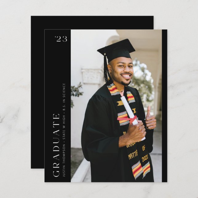 Budget Modern Side Photo Graduation - Black  (Front/Back)